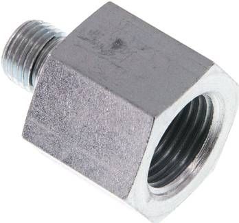 Hydraulik-Reduzierung G 1/4"(AG)-G 1/2"(IG), Stahl verzinkt, Elastomerdichtung