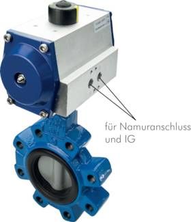 Pneum. Anflansch-Klappe DN50/PN16, GGG40/GGG40 polyamidbeschichtet/EPDM