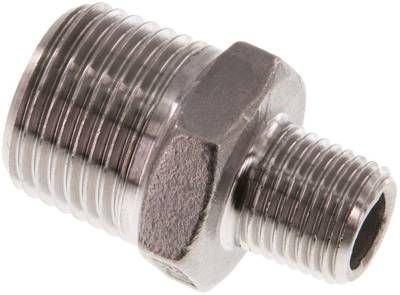 Doppelnippel R 1/2"-R 1/4", 16 bar 1.4408