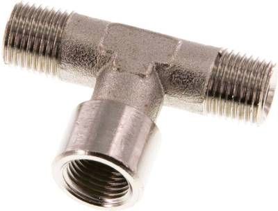 T-Stück R 1/8" (AG)-G 1/8" (IG), Messing vernickelt