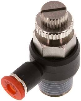Winkel-Drosselrückschlag-ventil R 1/4"-4mm,zuluftregelnd (Sonderausführung)