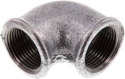 90°-Winkel Rp 1" (IG), 25 bar Temperguss verzinkt