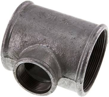 T-Stück Rp 2 1/2"-Rp 1 1/4"-Rp 2 1/2" (IG), 25 bar Temperguss verzinkt