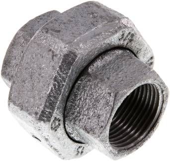 Verschraubung flach dichtend Rp 3/4" (IG),25 bar Temperguss verzinkt