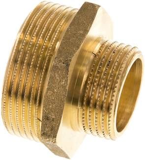 Doppelnippel G 1 1/2"-G 1", 16 bar Messing/Rotguss