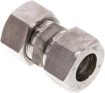 Gerade Schneidringverschrau-bung 18 L, Klemmring 1.4571 (NC)