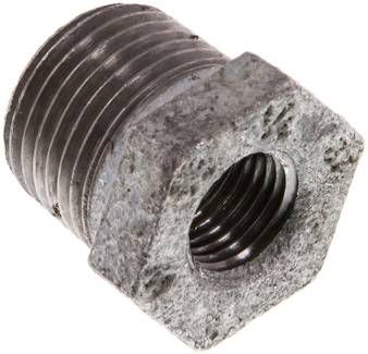 Reduziernippel R 1/2"(AG)-Rp 1/4"(IG), 25 bar Temperguss verzinkt