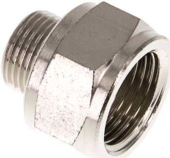 Reduziernippel G 3/8"(AG)-G 1/2"(IG), 16 bar Messing vernickelt