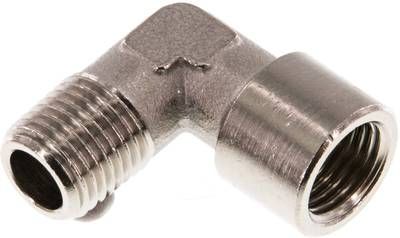 90°-Einschraubwinkel G 1/4"(IG)-R 1/4"(AG), 16 bar Messing vernickelt