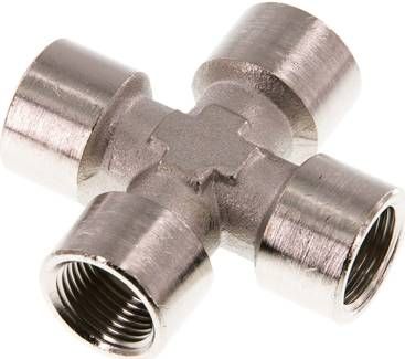 Kreuzstück G 3/8" (IG), 16 bar Messing vernickelt