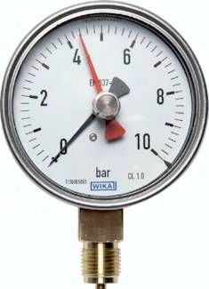 Manometer senkrecht (CrNi/Ms), 100mm, 0 - 250 bar