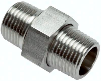 Doppelnippel trennbar R 1/2"-R 1/2", 1.4571 PN40, flach dichtend