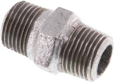 Doppelnippel R 1/2"-R 1/2", 25 bar Temperguss verzinkt