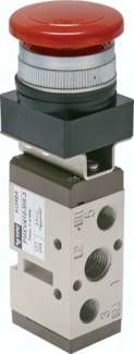 5/2-Wege Ventil G 1/4" (Abluft G 1/8"), Pilztaster grün