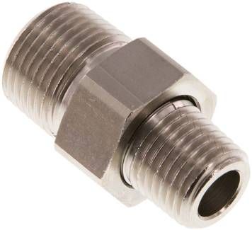 Doppelnippel trennbar R 3/8"-R 1/4", 16 bar Messing vernickelt