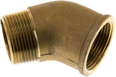 45°-Einschraubwinkel Rp 1 1/4"(IG)-R 1 1/4"(AG), 16 bar Messing