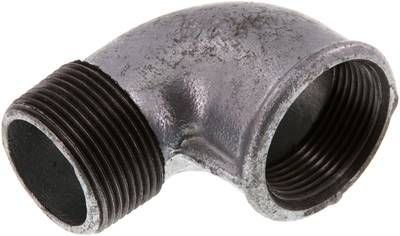 90°-Einschraubwinkel Rp 1 1/4"(IG)-R 1 1/4"(AG), 25 bar Temperguss verzinkt