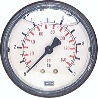 Glycerin-Manometer waagerecht (KU/Ms), 63mm, 0 - 10 bar