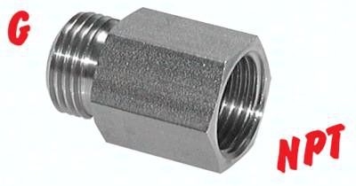 Reduziernippel G 3/4"(AG)-NPT 3/4"(IG), 40 bar 1.4571