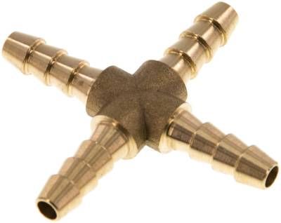Kreuz-Schlauchverbinder 6mm, Messing
