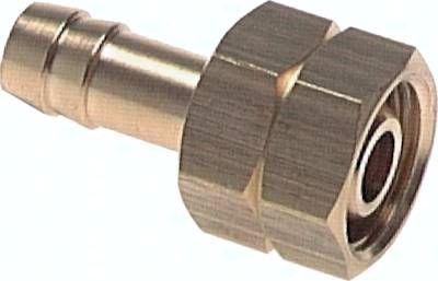 Schlauchtülle, m.Mutter(links) G 1/4" LH-6mm, 16 bar Messing