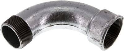 90°-Bogen Rp 2"(IG)-R 2"(AG), Temperguss verzinkt