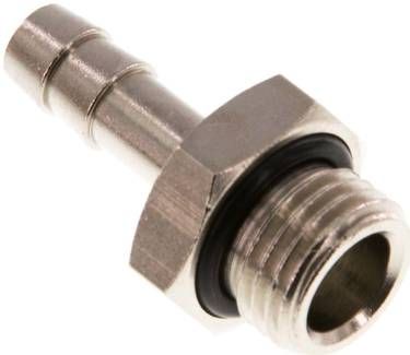 Gewindetülle mit O-Ring G 1/4"-6mm, Messing vernickelt