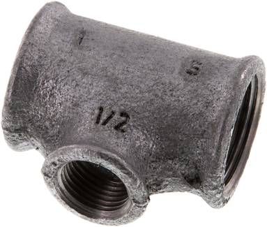 T-Stück Rp 1"-Rp 1/2"-Rp 1" (IG), 25 bar Temperguss verzinkt