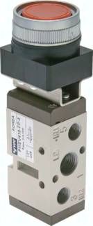 5/2-Wege Ventil G 1/4" (Abluft G 1/8"), Drucktaster grün