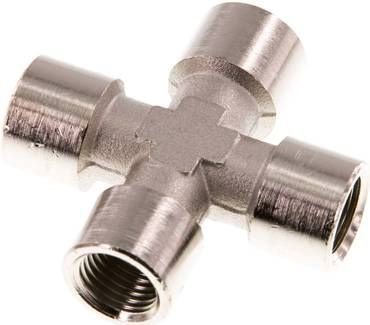 Kreuzstück G 1/4" (IG), 16 bar Messing vernickelt