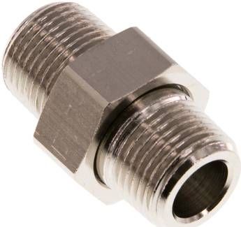 Doppelnippel trennbar R 3/8"-R 3/8", 16 bar Messing vernickelt