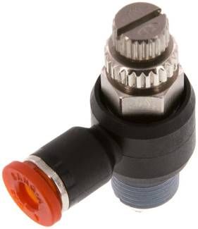 Winkel-Drosselrückschlag-ventil R 1/8"-4mm,zuluftregelnd (Sonderausführung)