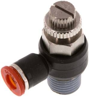 Winkel-Drosselrückschlag-ventil R 1/4"-6mm,zuluftregelnd (Sonderausführung)