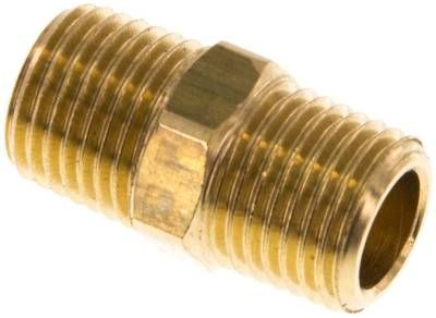 Doppelnippel R 1/4"-R 1/4", 16 bar Messing/Rotguss