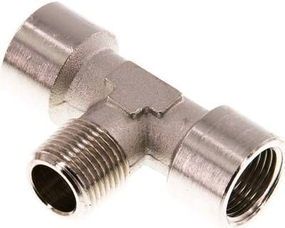 T-Einschraubstück G 3/8"(IG)-R 3/8"(AG), 16 bar Messing vernickelt