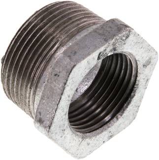 Reduziernippel R 1 1/4"(AG)-Rp 1"(IG), 25 bar Temperguss verzinkt