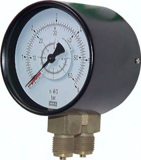Differenzdruck-Manometer senkrecht, 100mm, 0 - 2,5 bar