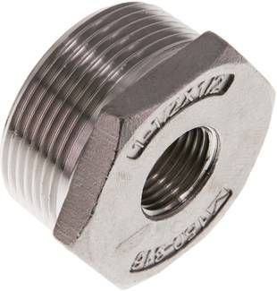 Reduziernippel R 1 1/2"(AG)-Rp 1/2"(IG), 16 bar 1.4408