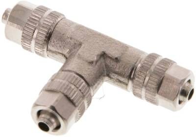 T-Verschraubung 4,3 x 3mm, Messing vernickelt