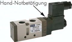 5/2-Wege Magnetventil, G 1/4" (Abluft G 1/8"), Federrückstellung, 24 V=