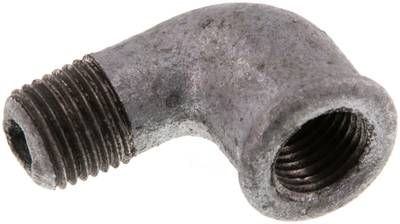 90°-Einschraubwinkel Rp 1/4"(IG)-R 1/4"(AG), 25 bar Temperguss verzinkt