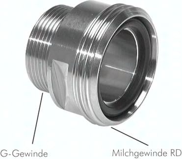 Gewindestutzen (Milchgewinde) RD34 x 1/8"-G 1/2", 1.4404