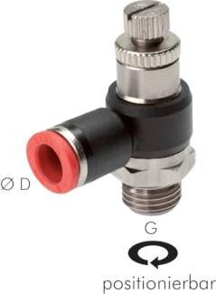 Winkel-Drosselrückschlag-ventil G 1/4"-10mm,zuluftregelnd (Sonderausführung)