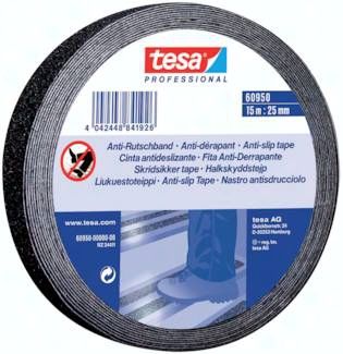 Tesa Anti-Rutschklebeband, 25mm/15mtr., schwarz