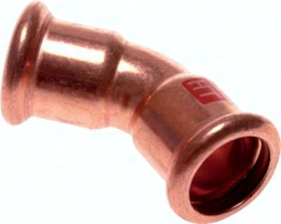 Pressfitting, 45° Bogen, 54mm innen, Kupfer / Kupferlegierung