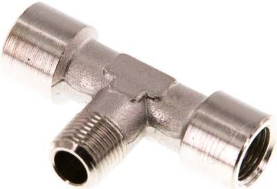 T-Einschraubstück G 1/8"(IG)-R 1/8"(AG), 16 bar Messing vernickelt