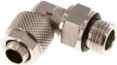 Winkel-Drehverschraubung G 1/4"-10 x 8mm, Messing vernickelt