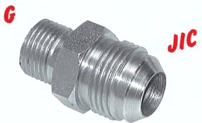 Doppelnippel G 1 1/4"-UN 1 5/8"-12(JIC), Stahl verzinkt