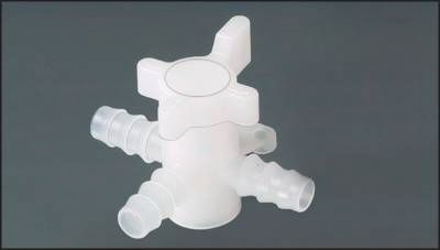 3-Wege Labor-Schlauchhahn (PVDF), 9 - 11 mm, T-Bohrung
