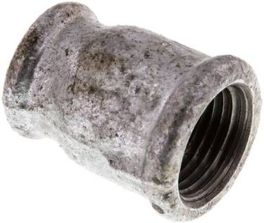 Rundmuffe Rp 1/2"-Rp 3/8", 25 bar Temperguss verzinkt